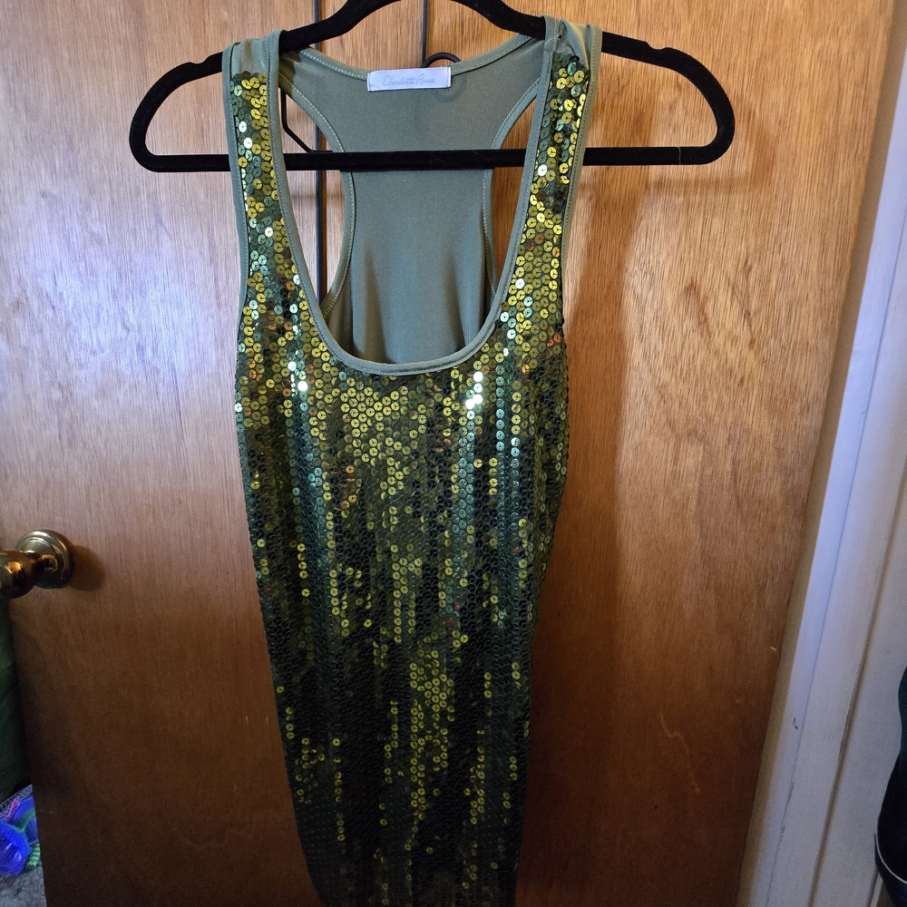 Green Sequin Racerback Tank Circa 2006